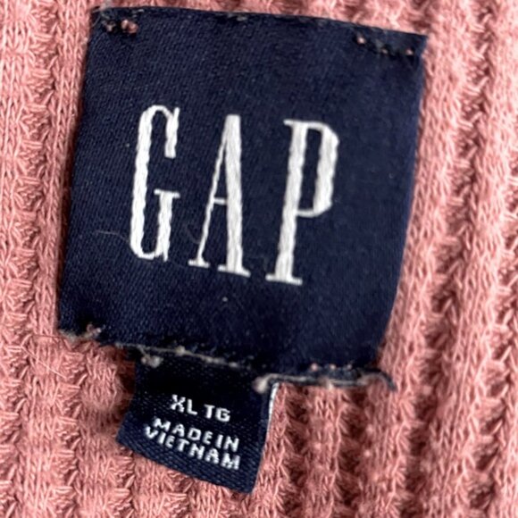 GAP Dusty Rose Waffle Knit Oversized Scoop Neck Long Sleeve Top XL - Picture 3 of 16